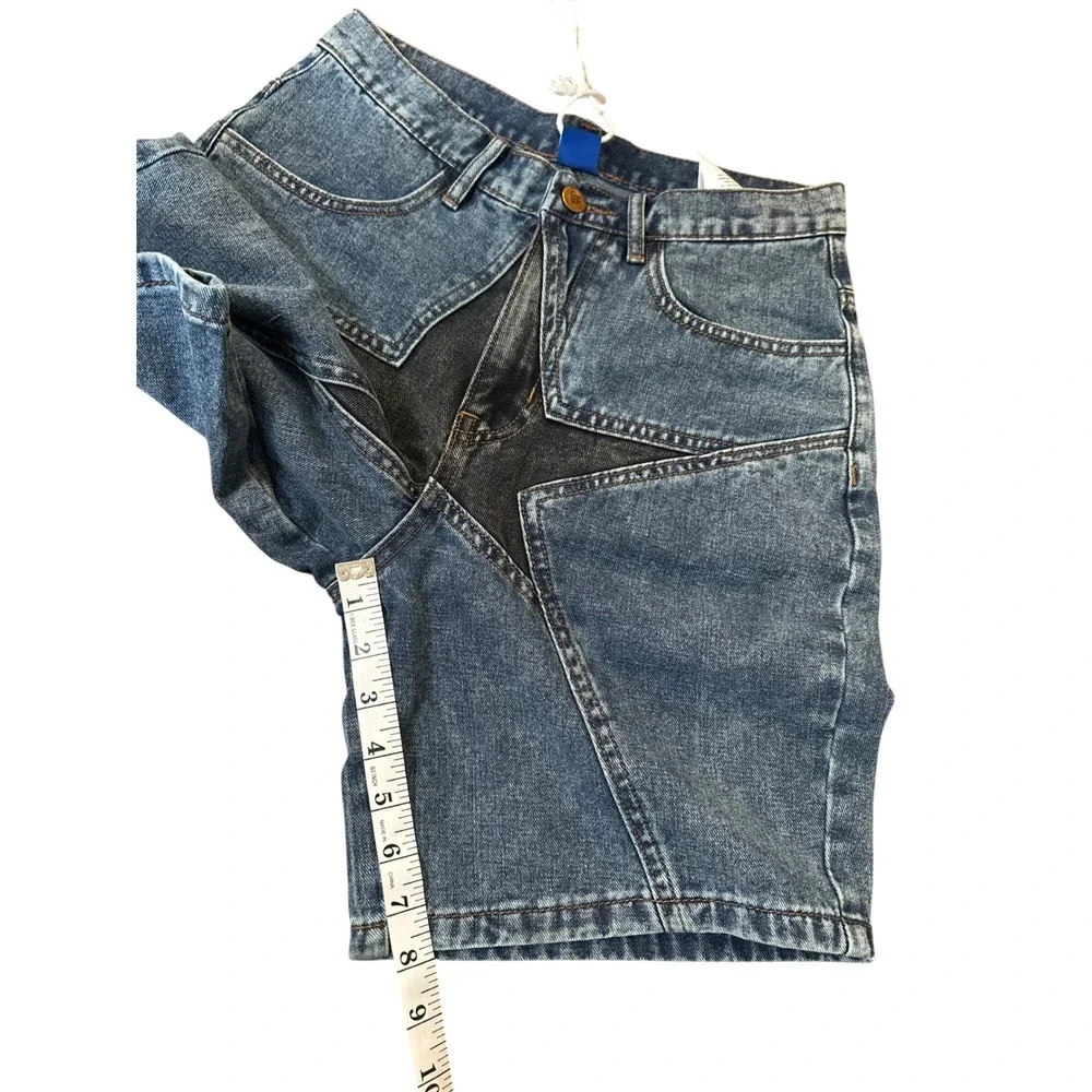 NWT Aelfric Eden Unisex Star Patchwork Jorts 27 Baggy Jean Shorts Denim Y2K